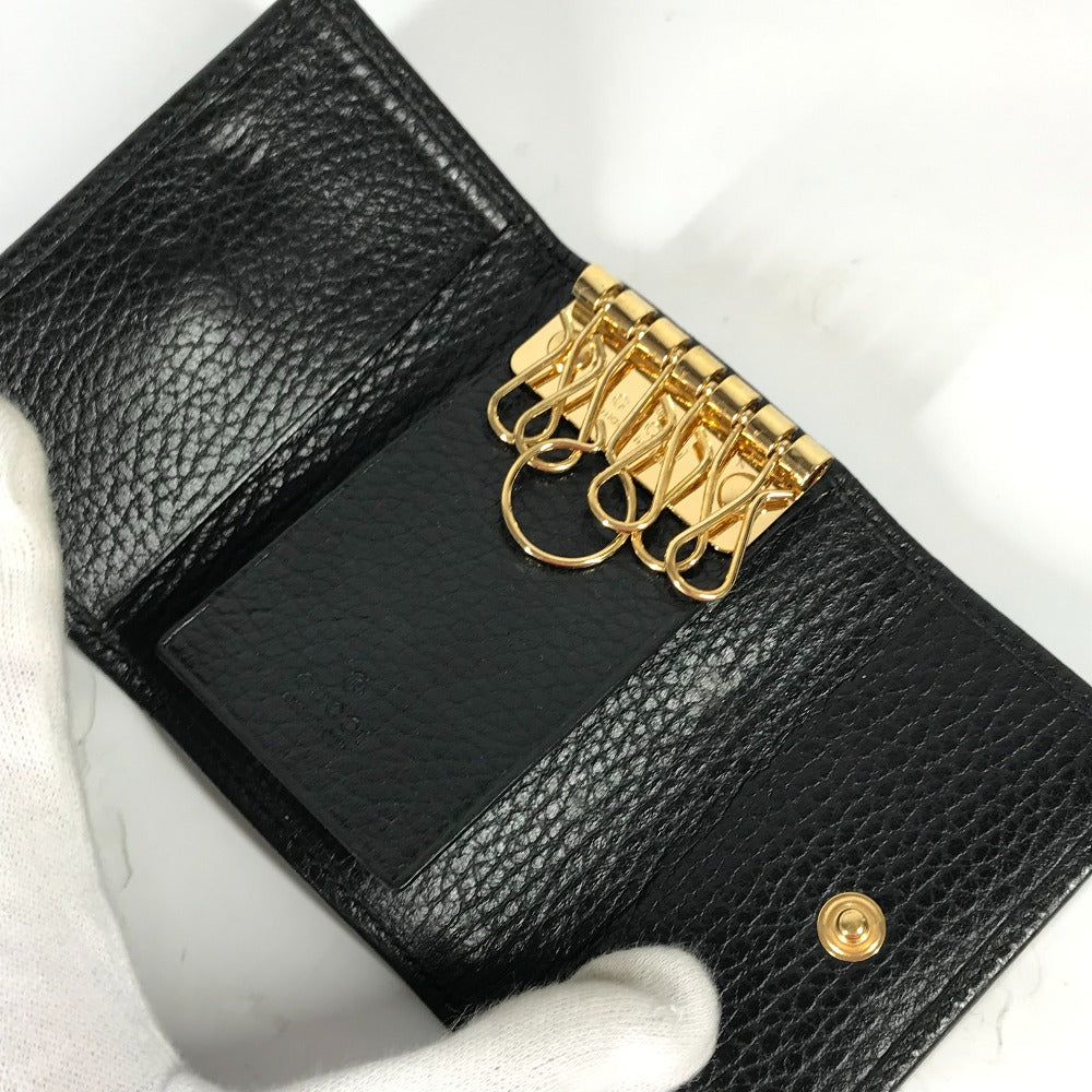 GUCCI 456118 GG Marmont 6-Ring Key Case, Leather, Women's, Black
