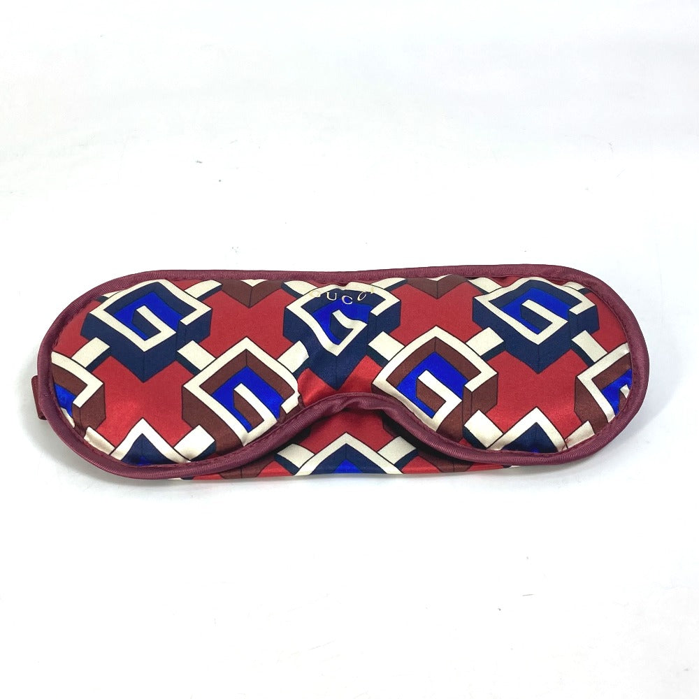 GUCCI 662423 Travel Accessory Geometric G Print Eye Mask with Pouch, Silk, Unisex, Red