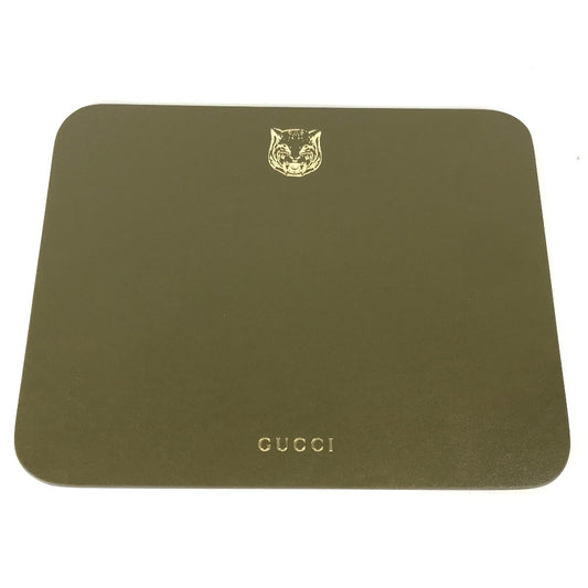 GUCCI PC Computer Interior Tiger Mouse Pad Leather Men's Khaki