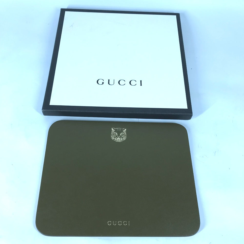 GUCCI PC パソコン インテリア タイガー マウスパッド 雑貨 レザー メンズ カーキ