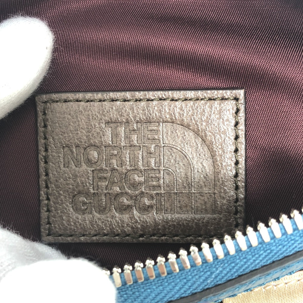 GUCCI 650299 THE NORTH FACE Collaboration Waist Pouch Chain Pattern Bag Nylon Waist Pouch Body Bag Women's Brown