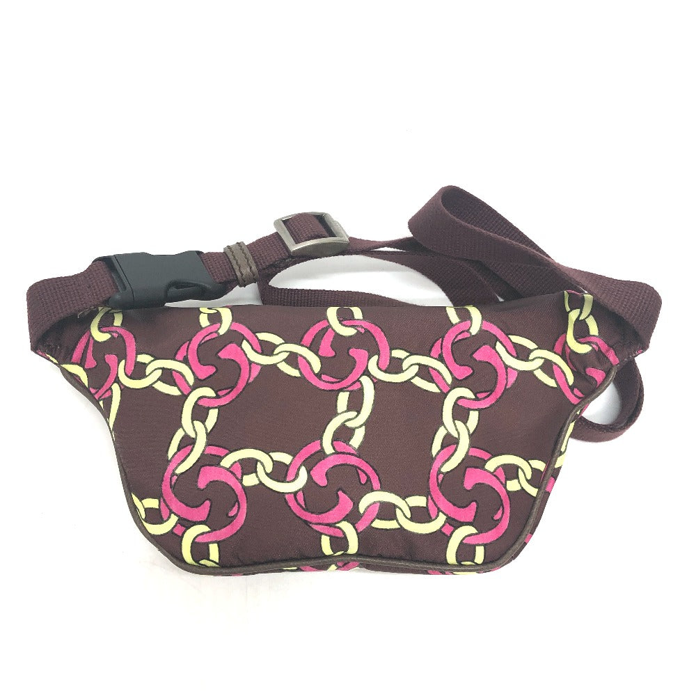 GUCCI 650299 THE NORTH FACE Collaboration Waist Pouch Chain Pattern Bag Nylon Waist Pouch Body Bag Women's Brown