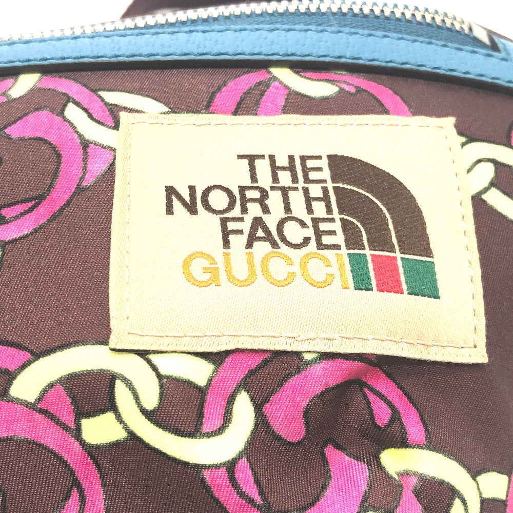 GUCCI 650299 THE NORTH FACE Collaboration Waist Pouch Chain Pattern Bag Nylon Waist Pouch Body Bag Women's Brown