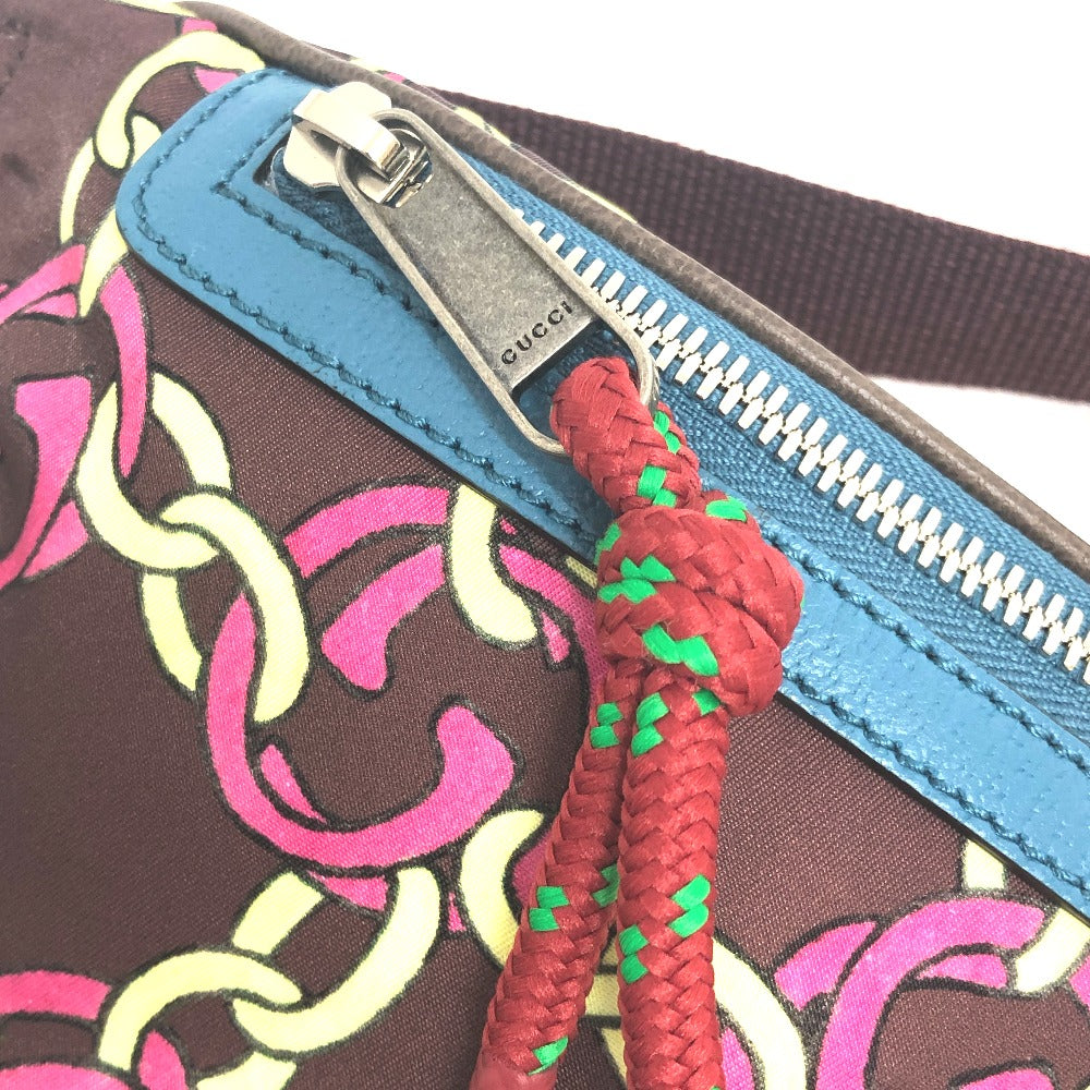 GUCCI 650299 THE NORTH FACE Collaboration Waist Pouch Chain Pattern Bag Nylon Waist Pouch Body Bag Women's Brown