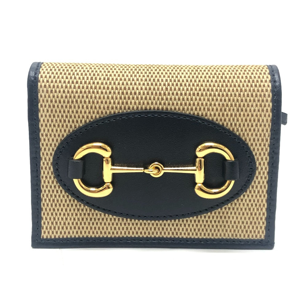 GUCCI 621887 Horsebit Compact Wallet Small Items Folded wallet Canvas/Leather BROWN Brown Used