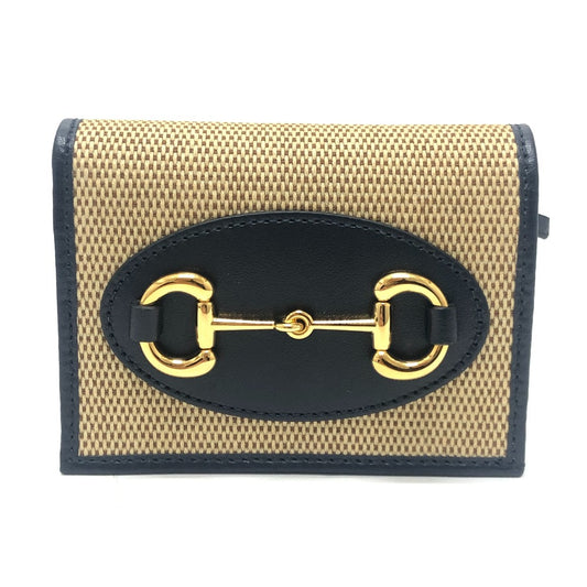 GUCCI 621887 Horsebit Compact Wallet Small Items Folded wallet Canvas/Leather BROWN Brown Used
