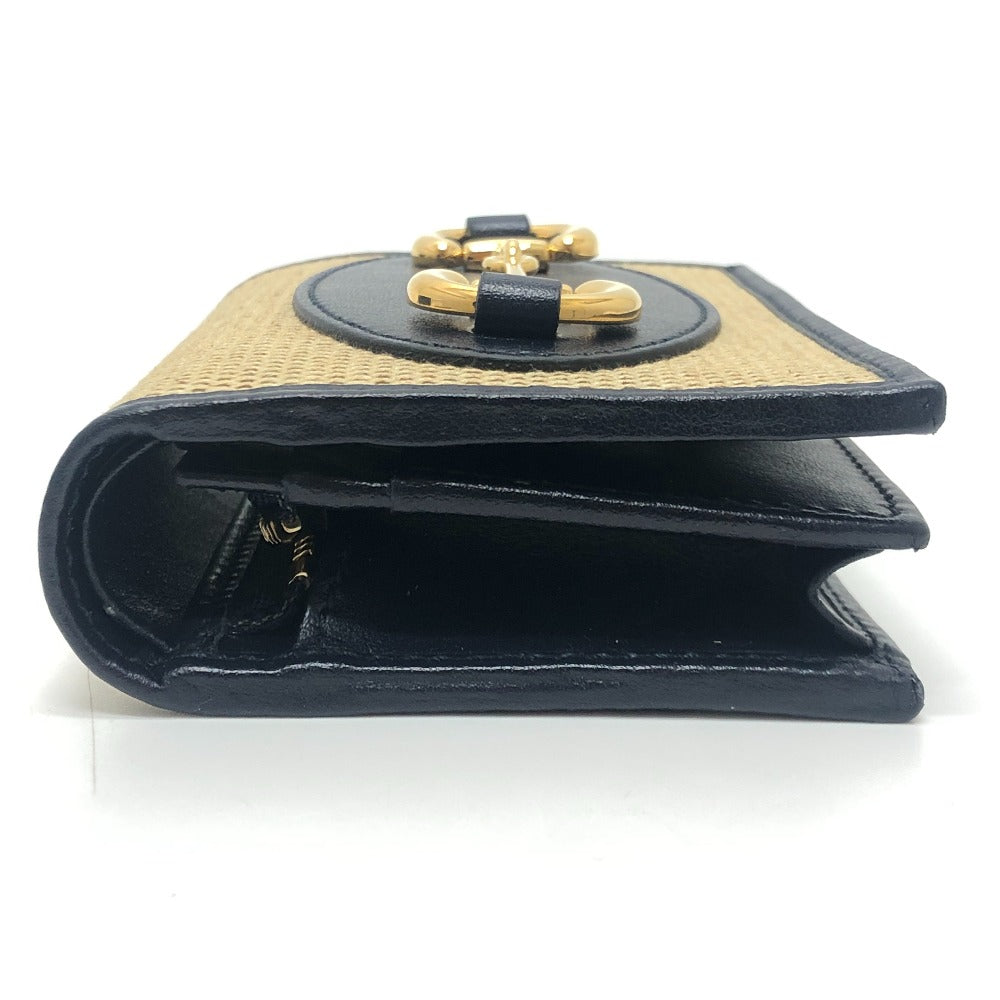 GUCCI 621887 Horsebit Compact Wallet Small Items Folded wallet Canvas/Leather BROWN Brown Used