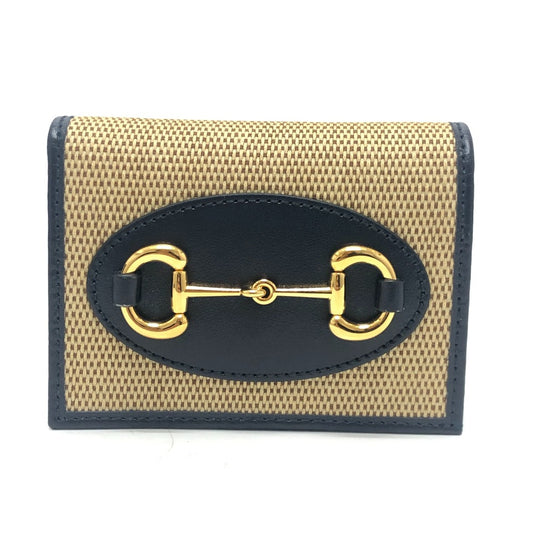 GUCCI 621887 Horsebit Compact Wallet Small Items Folded wallet Canvas/Leather BROWN Brown Used