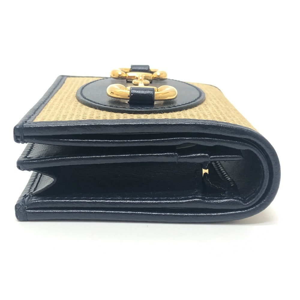 GUCCI 621887 Horsebit Compact Wallet Small Items Folded wallet Canvas/Leather BROWN Brown Used
