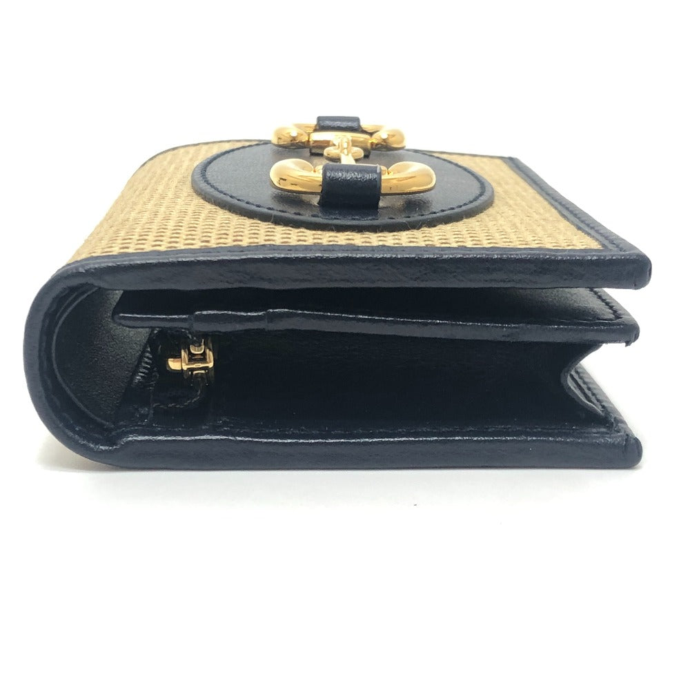 GUCCI 621887 Horsebit Compact Wallet Small Items Folded wallet Canvas/Leather BROWN Brown Used