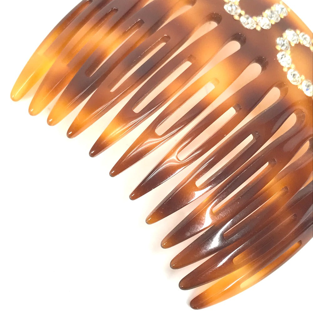 GUCCI 503957 Rhinestone GG Hair Comb, Plastic, Women's, Brown