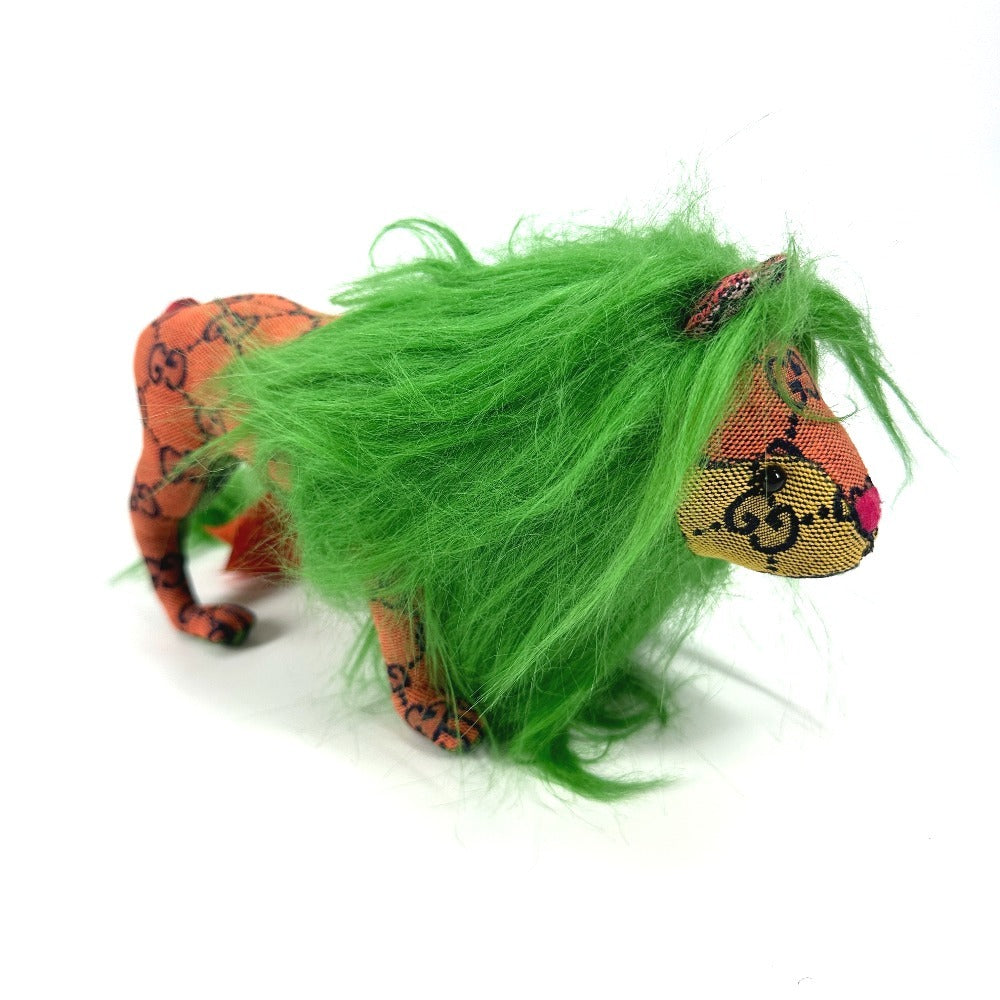 GUCCI 670235 GG デコラティブ ライオン 人形 インテリア らいおん ぬいぐるみ GGキャンバス ユニセックス グリーン - brandshop-reference