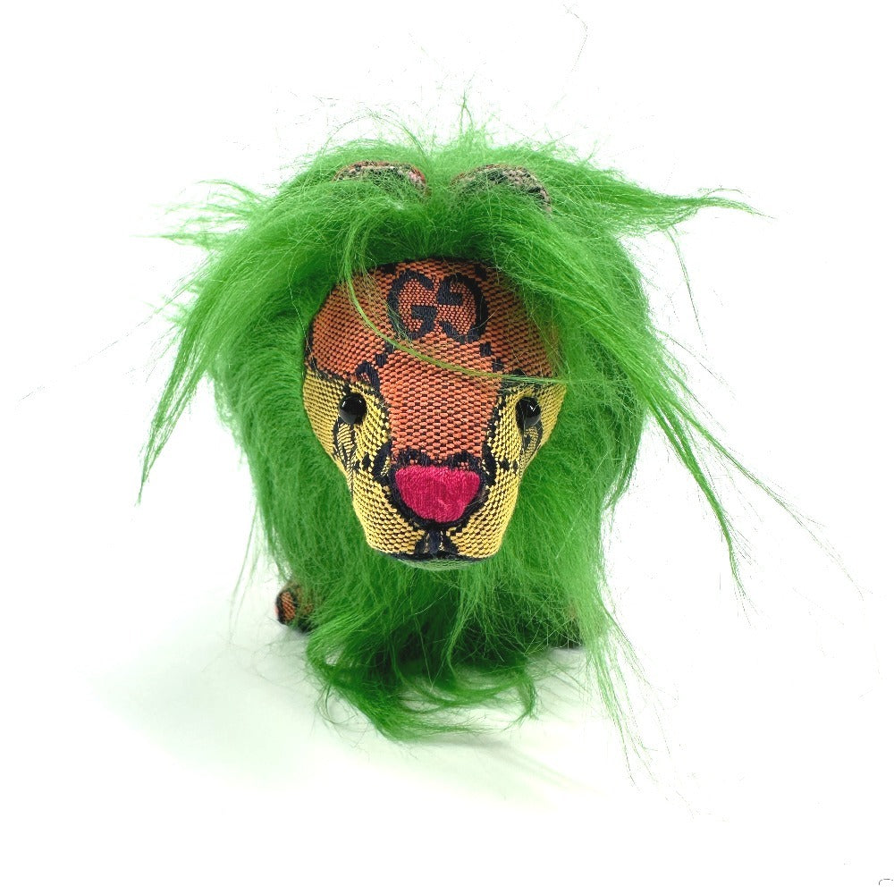 GUCCI 670235 GG デコラティブ ライオン 人形 インテリア らいおん ぬいぐるみ GGキャンバス ユニセックス グリーン - brandshop-reference