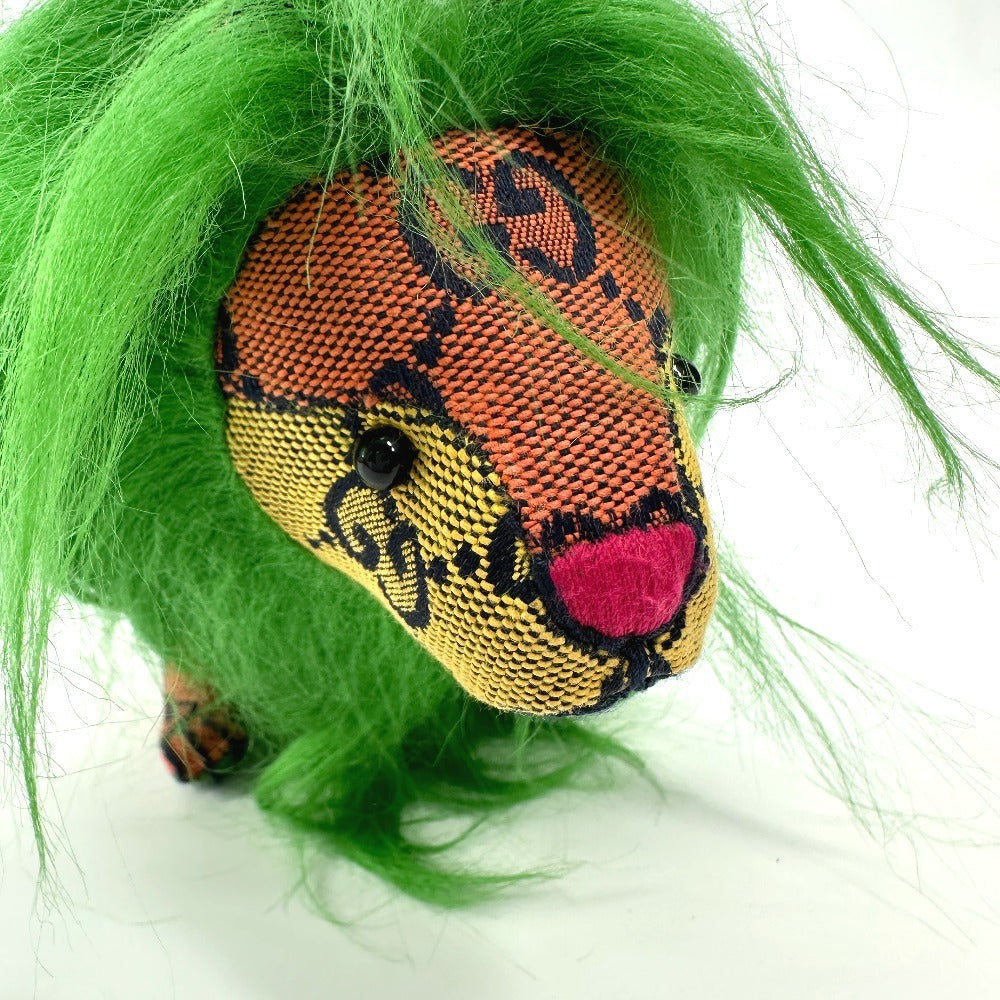 GUCCI 670235 GG デコラティブ ライオン 人形 インテリア らいおん ぬいぐるみ GGキャンバス ユニセックス グリーン - brandshop-reference