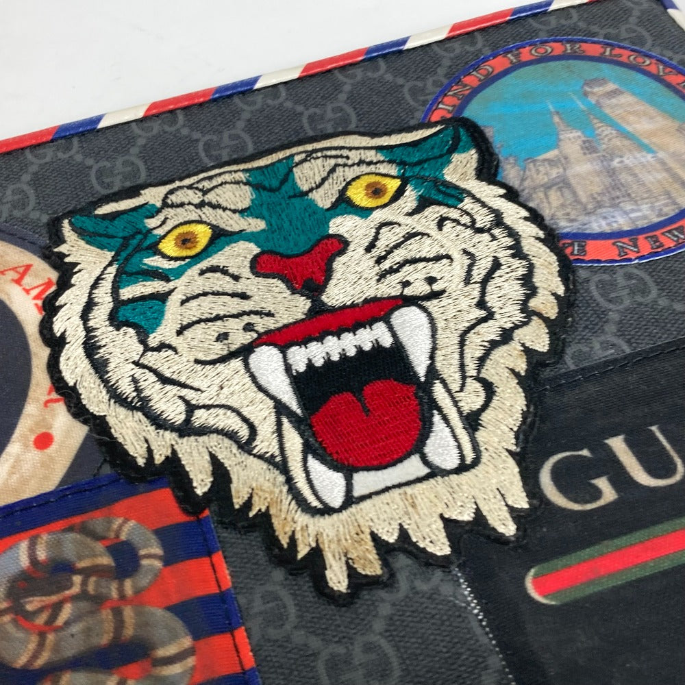 GUCCI 496346 ワッペン タイガー キャット 猫 ナイトクーリエ GGスプリーム カバン ポーチ クラッチバッグ GGスプリームキャンバス メンズ - brandshop-reference