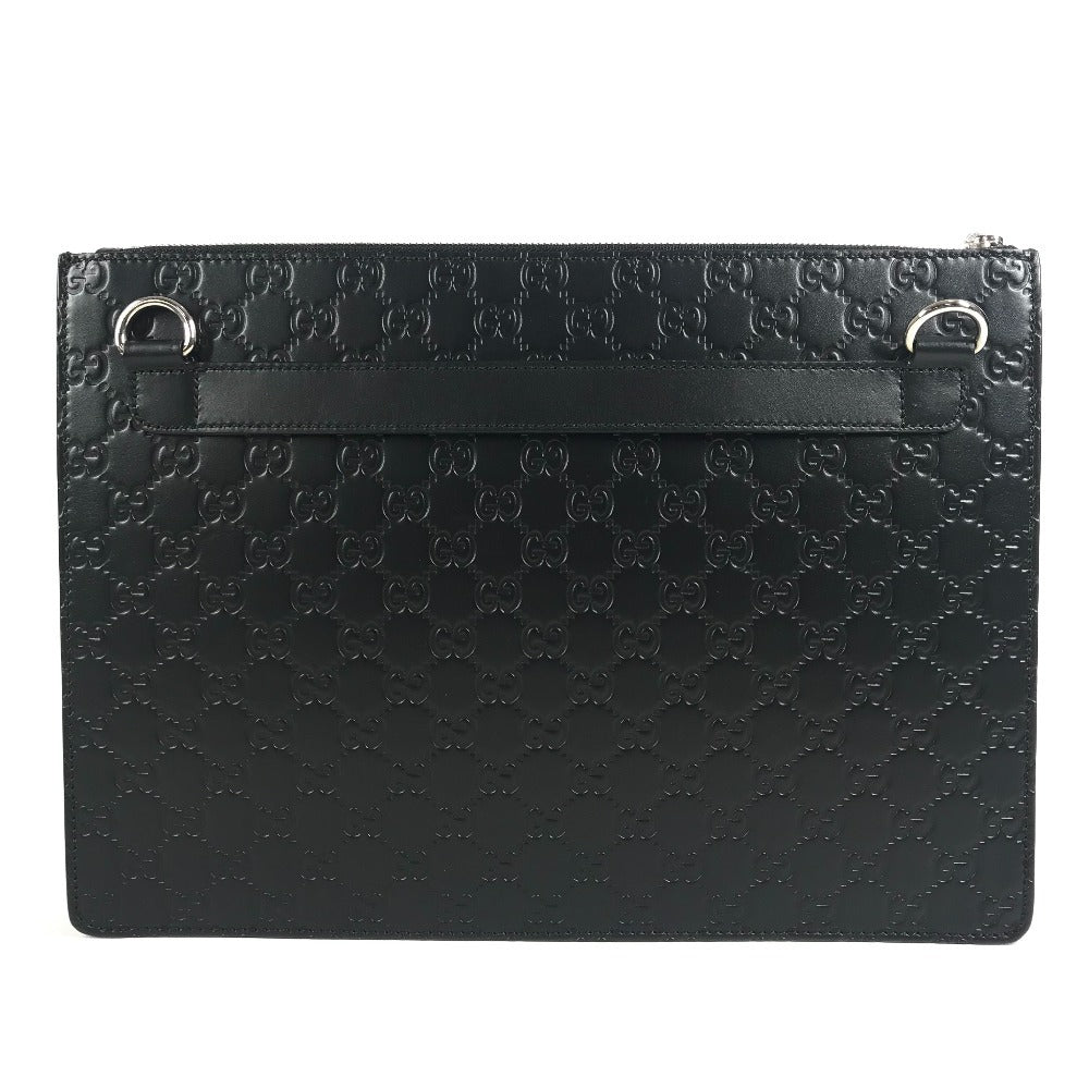 GUCCI 429004 グッチシマ GG ロゴ 斜め掛け カバン 2WAYバッグ クラッチバッグ ショルダーバッグ シマレザー メンズ ブラック