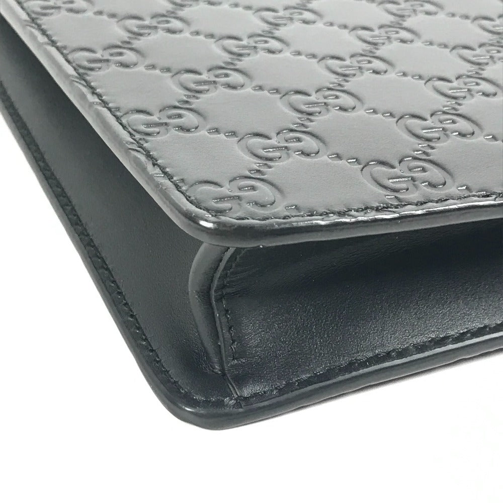 GUCCI 429004 グッチシマ GG ロゴ 斜め掛け カバン 2WAYバッグ クラッチバッグ ショルダーバッグ シマレザー メンズ ブラック