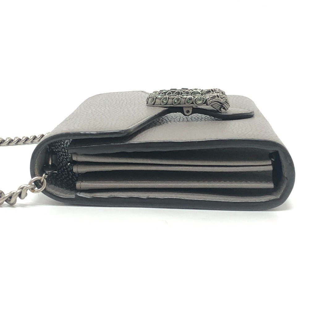 GUCCI 401231 ディオニュソス カバン チェーンウォレット 斜め掛け ミニバッグ 財布 ショルダーバッグ レザー レディース グレー
