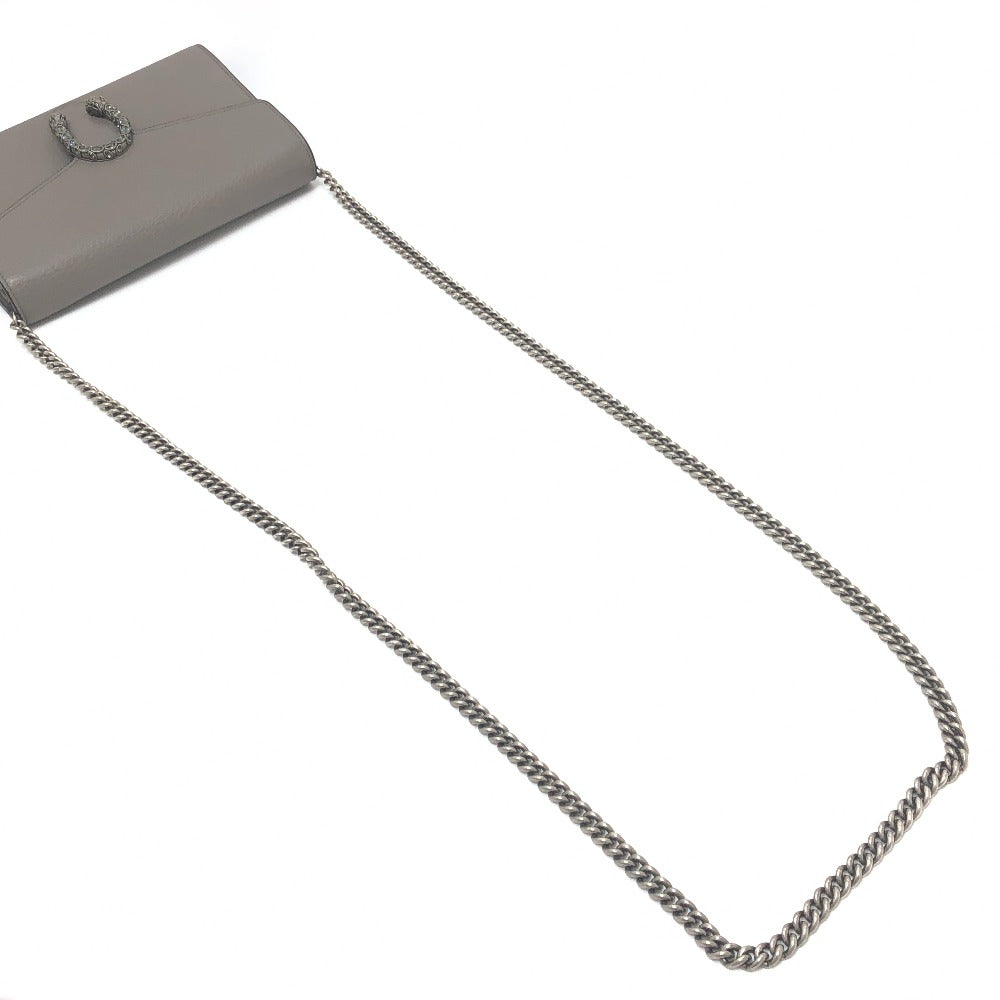 GUCCI 401231 ディオニュソス カバン チェーンウォレット 斜め掛け ミニバッグ 財布 ショルダーバッグ レザー レディース グレー