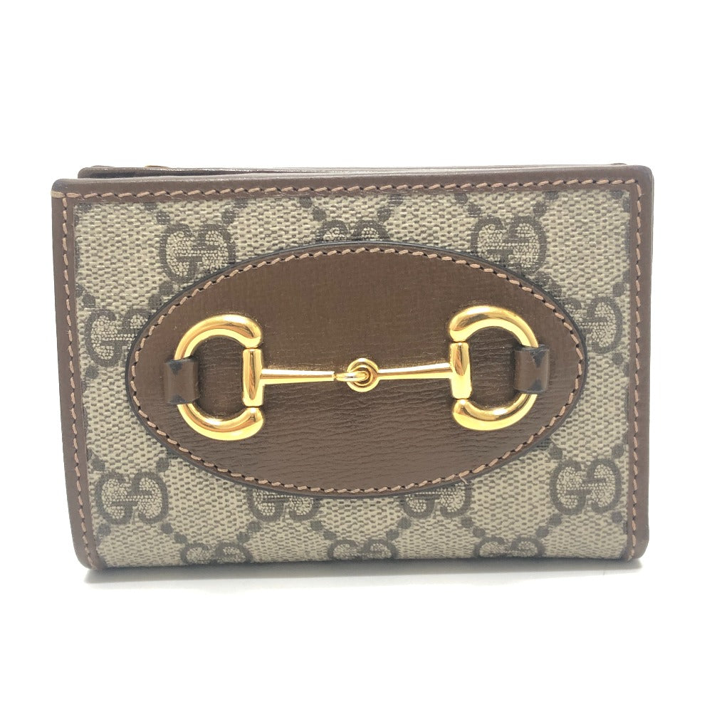 GUCCI 726846 ホースビット 1955 コンパクトウォレット 財布 ミニウォレット GGスプリーム 2つ折り財布 GGスプリームキャンバス レディース ブラウン