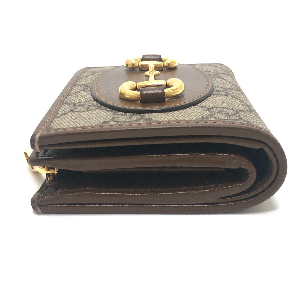 GUCCI 726846 ホースビット 1955 コンパクトウォレット 財布 ミニウォレット GGスプリーム 2つ折り財布 GGスプリームキャンバス レディース ブラウン