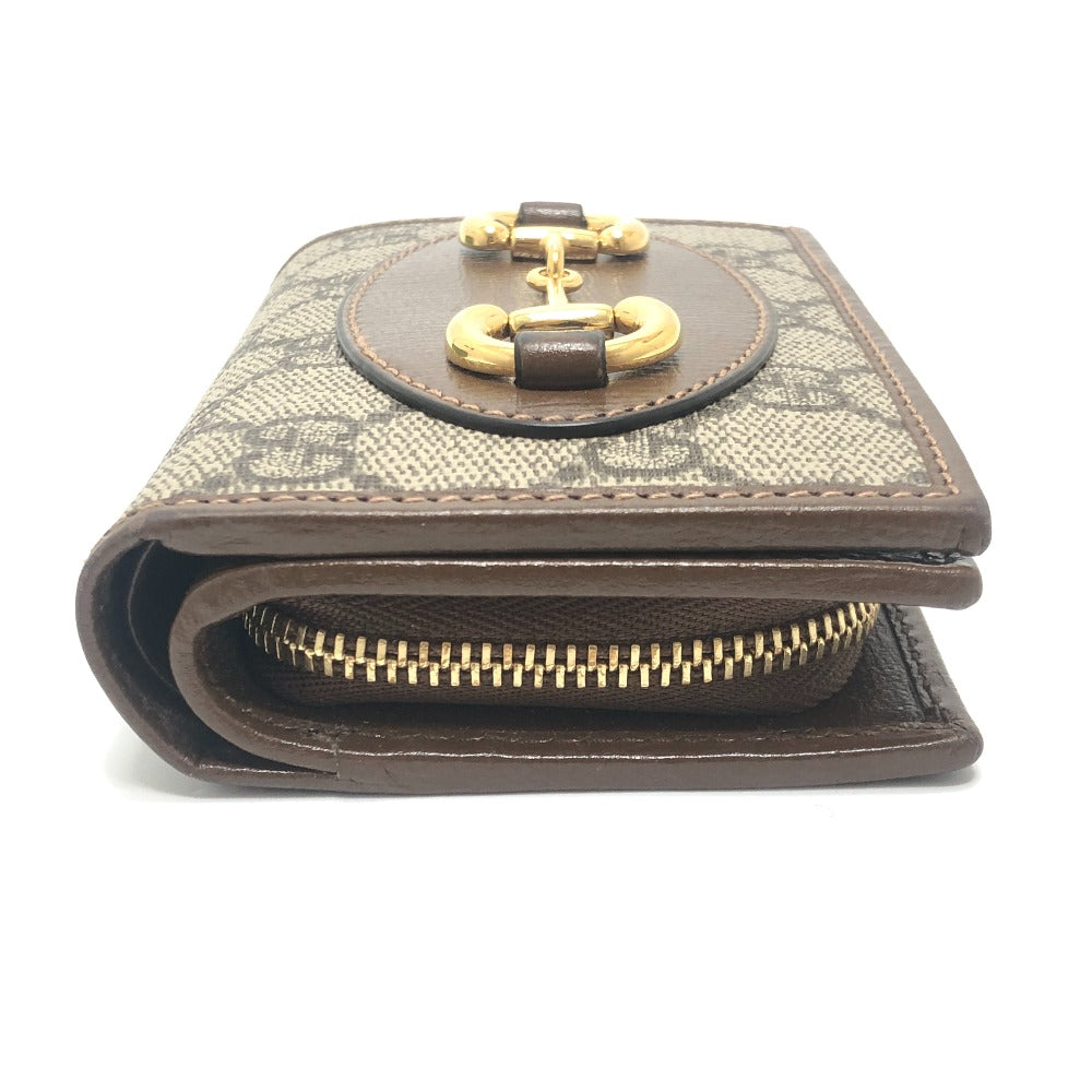 GUCCI 726846 ホースビット 1955 コンパクトウォレット 財布 ミニウォレット GGスプリーム 2つ折り財布 GGスプリームキャンバス レディース ブラウン