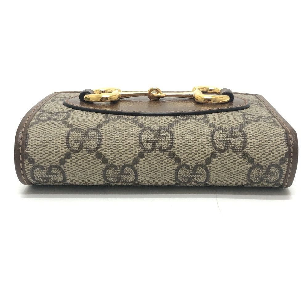 GUCCI 726846 ホースビット 1955 コンパクトウォレット 財布 ミニウォレット GGスプリーム 2つ折り財布 GGスプリームキャンバス レディース ブラウン