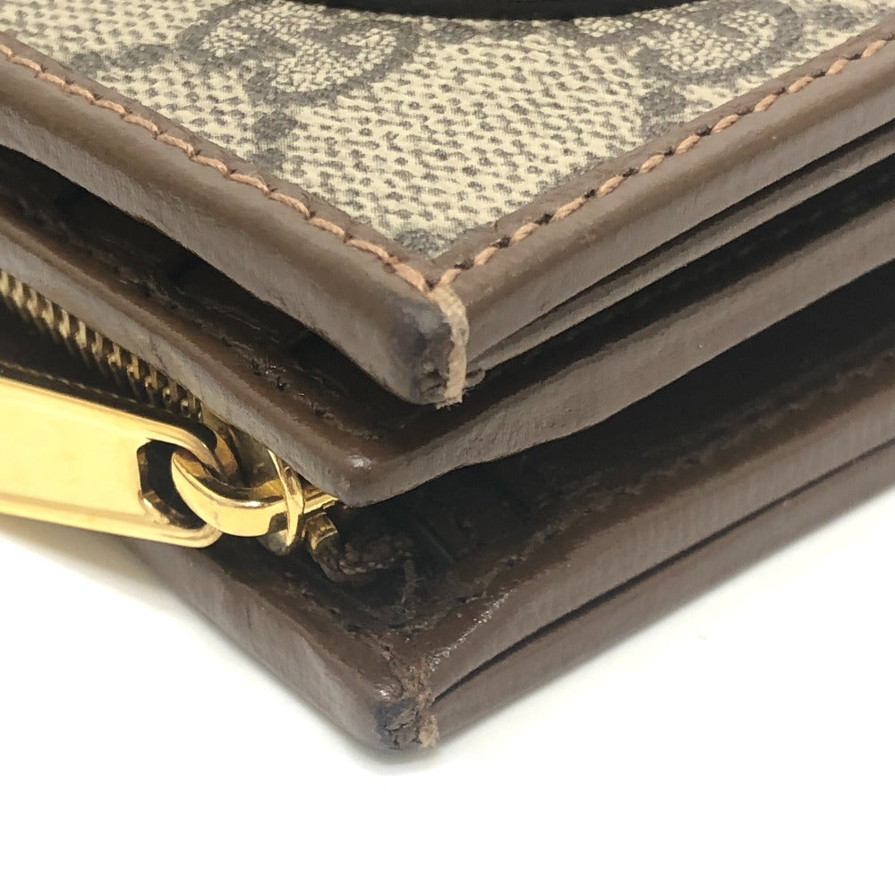 GUCCI 726846 ホースビット 1955 コンパクトウォレット 財布 ミニウォレット GGスプリーム 2つ折り財布 GGスプリームキャンバス レディース ブラウン