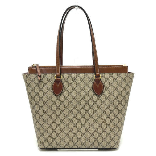 GUCCI 415721 Supreme Shoulder bag, handbag, zip tote, shopping bag Tote Bag GGCanvas Beige Used