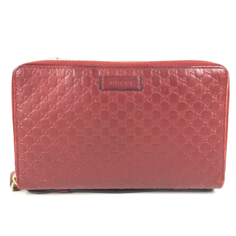 GUCCI 544250 Micro Guccissima Logo Travel Case Double Zip Long Wallet Handbag Long Wallet Leather Red Used