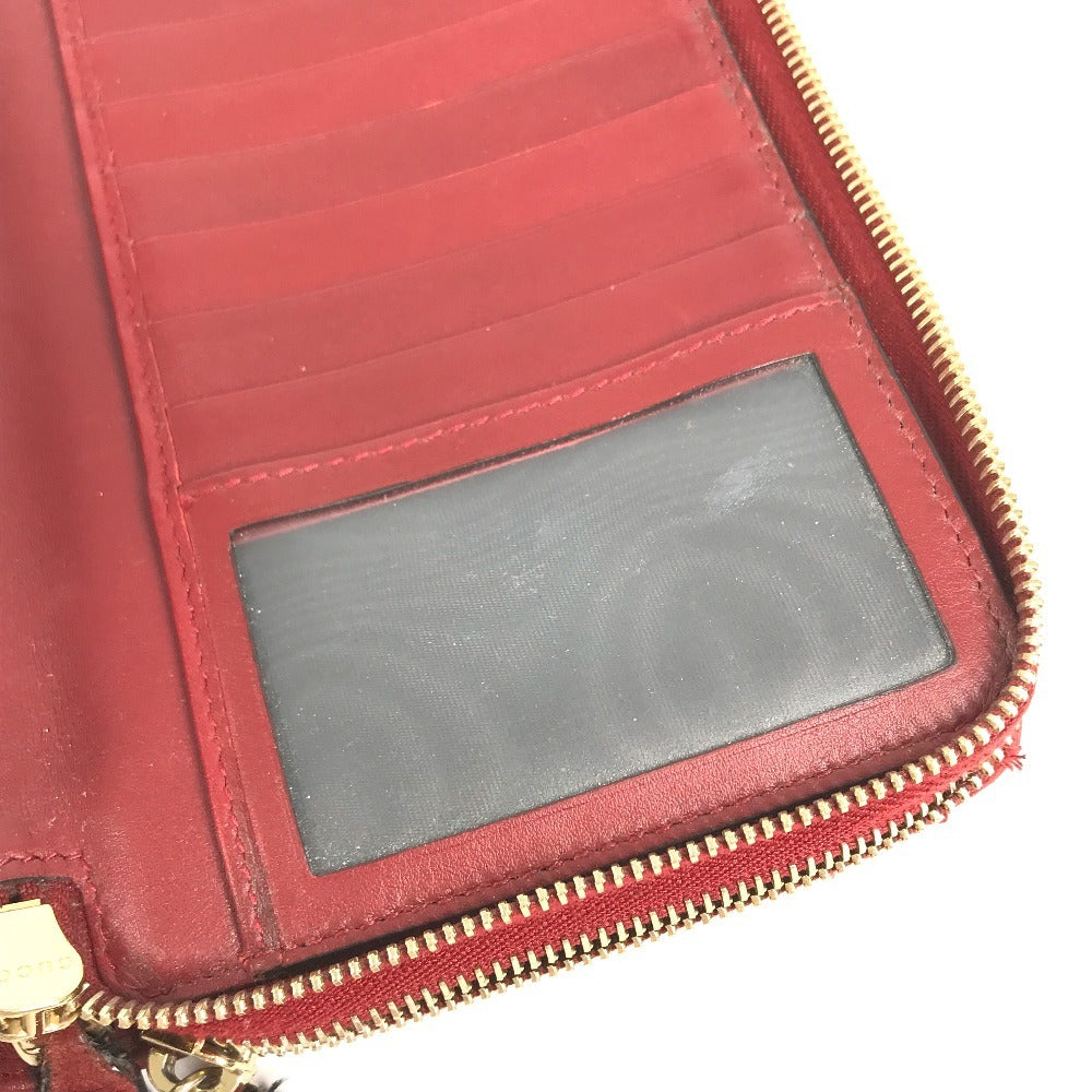 GUCCI 544250 Micro Guccissima Logo Travel Case Double Zip Long Wallet Handbag Long Wallet Leather Red Used