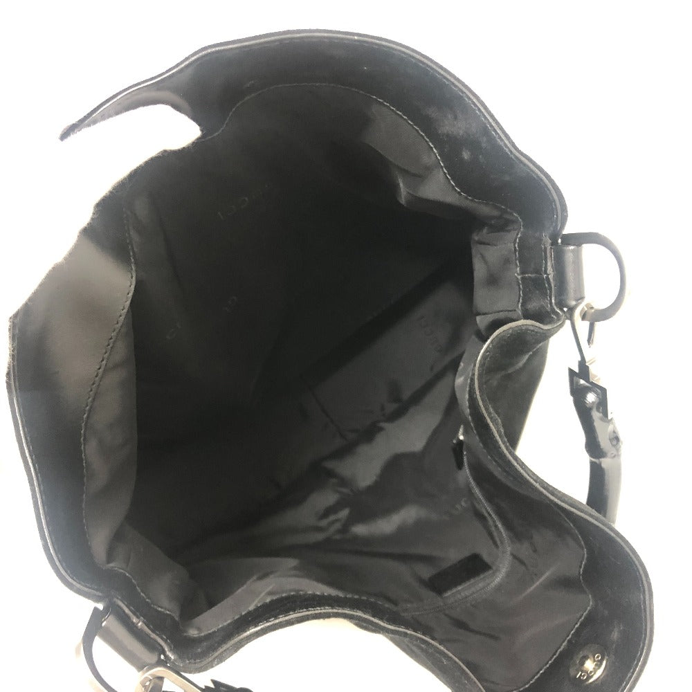 GUCCI 2404 バンブー 2WAY カバン ハンドバッグ 肩掛け ショルダーバッグ レザー/スエード レディース ブラック