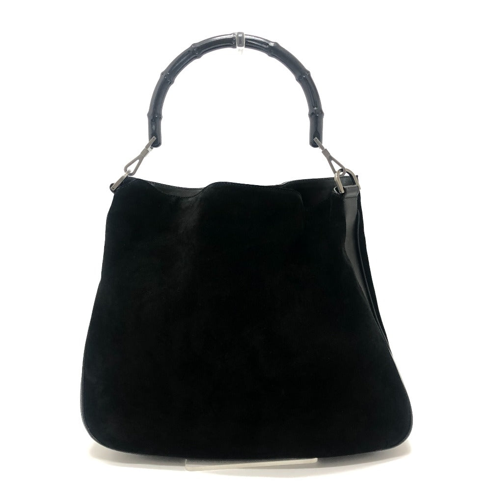 GUCCI 2404 バンブー 2WAY カバン ハンドバッグ 肩掛け ショルダーバッグ レザー/スエード レディース ブラック