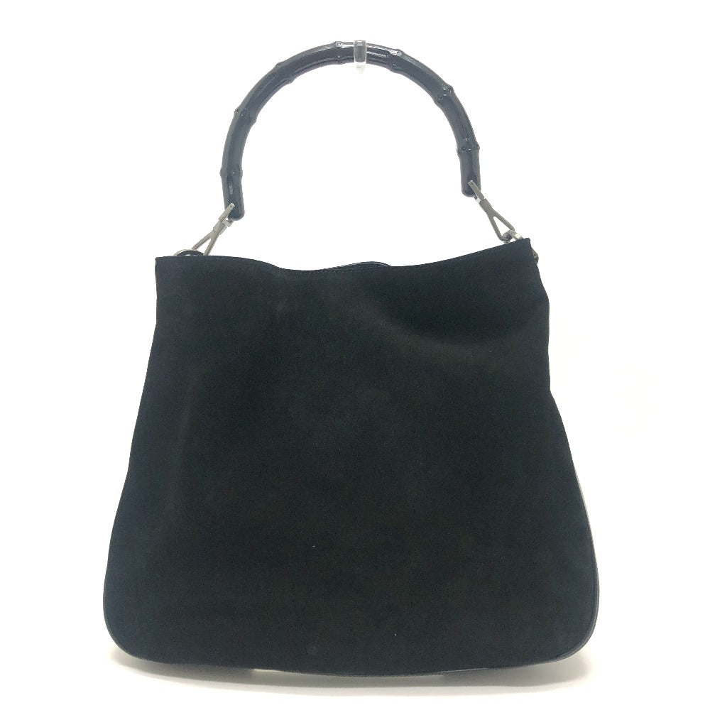 GUCCI 2404 バンブー 2WAY カバン ハンドバッグ 肩掛け ショルダーバッグ レザー/スエード レディース ブラック