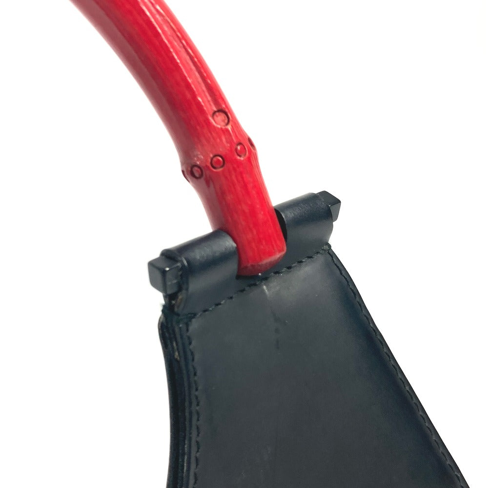 GUCCI 001 3789 ヴィンテージ バンブー ショルダーバッグ 肩掛け バイカラー ハンドバッグ レザー レディース ブラック - brandshop-reference