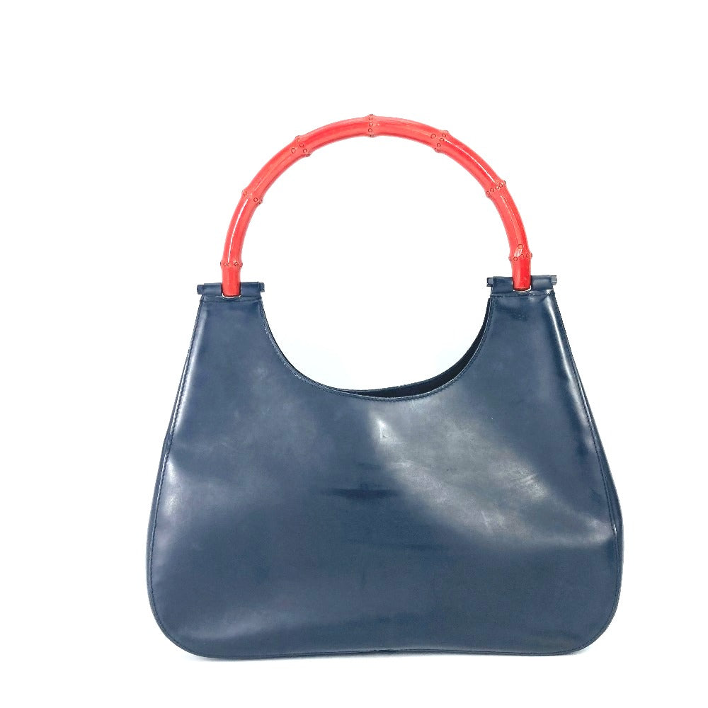 GUCCI 001 3789 ヴィンテージ バンブー ショルダーバッグ 肩掛け バイカラー ハンドバッグ レザー レディース ブラック - brandshop-reference