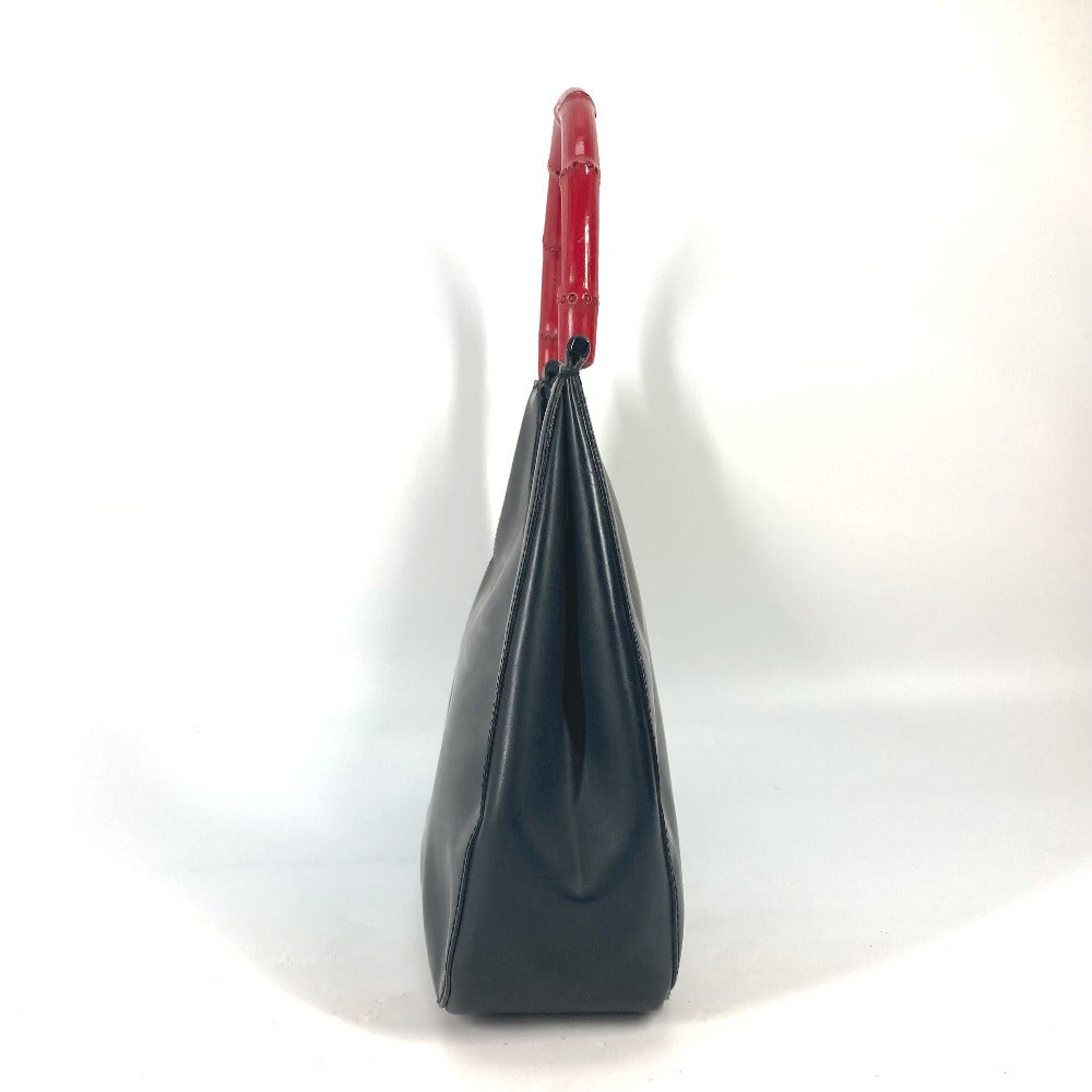 GUCCI 001 3789 ヴィンテージ バンブー ショルダーバッグ 肩掛け バイカラー ハンドバッグ レザー レディース ブラック - brandshop-reference