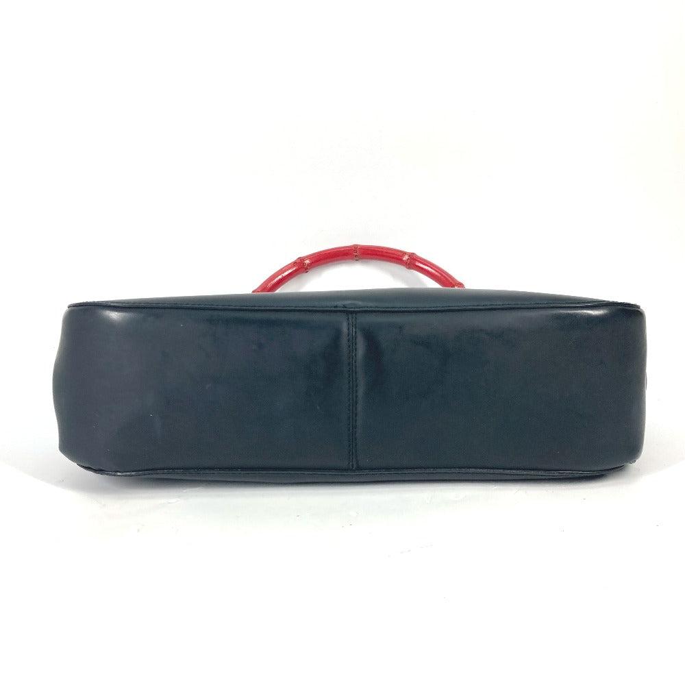 GUCCI 001 3789 ヴィンテージ バンブー ショルダーバッグ 肩掛け バイカラー ハンドバッグ レザー レディース ブラック - brandshop-reference