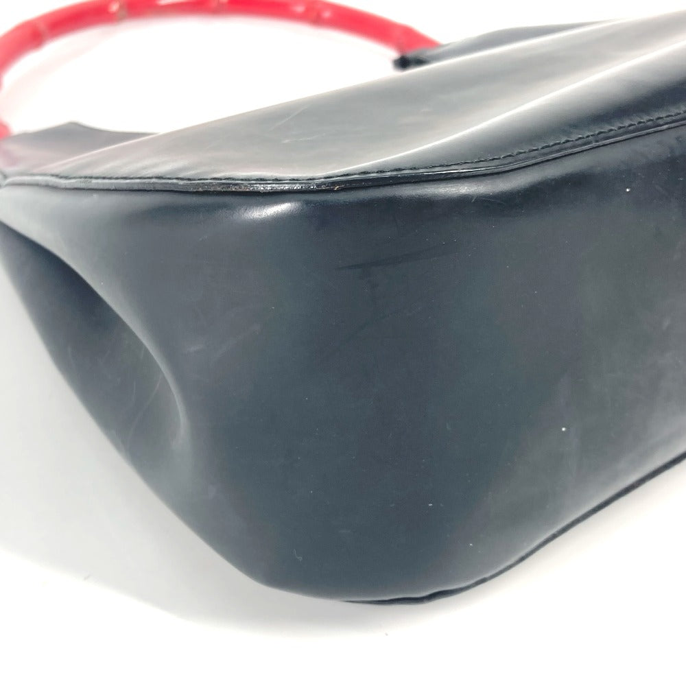 GUCCI 001 3789 ヴィンテージ バンブー ショルダーバッグ 肩掛け バイカラー ハンドバッグ レザー レディース ブラック - brandshop-reference