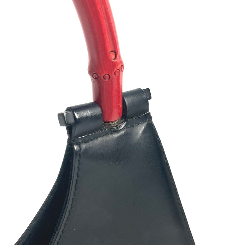 GUCCI 001 3789 ヴィンテージ バンブー ショルダーバッグ 肩掛け バイカラー ハンドバッグ レザー レディース ブラック - brandshop-reference