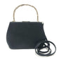 GUCCI Bamboo Kisslock 2WAY Mini Bag Crossbody Shoulder Bag Hand Bag Satin / metal Black Used