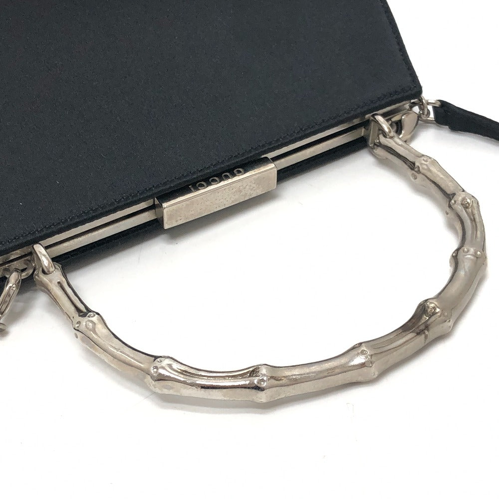 GUCCI Bamboo Kisslock 2WAY Mini Bag Crossbody Shoulder Bag Hand Bag Satin / metal Black Used