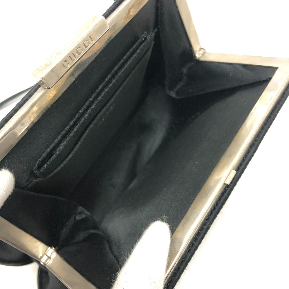 GUCCI Bamboo Kisslock 2WAY Mini Bag Crossbody Shoulder Bag Hand Bag Satin / metal Black Used