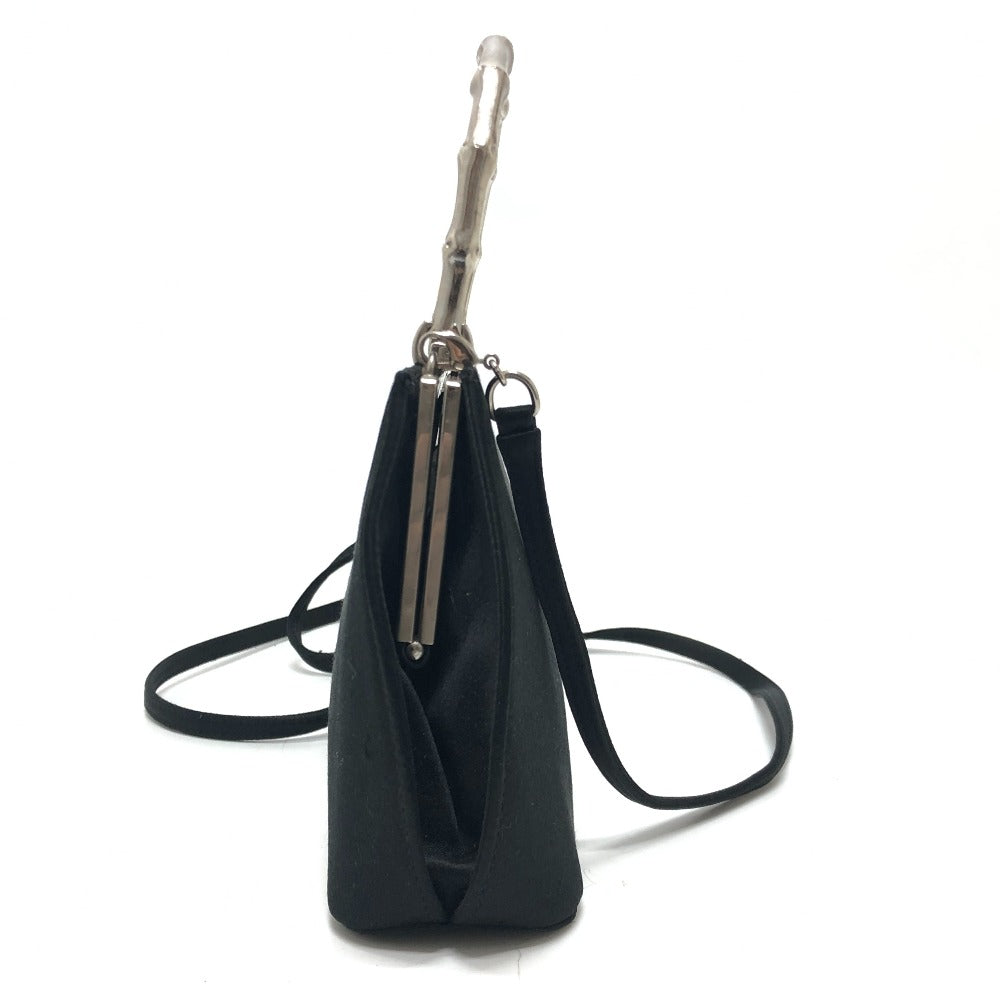 GUCCI Bamboo Kisslock 2WAY Mini Bag Crossbody Shoulder Bag Hand Bag Satin / metal Black Used