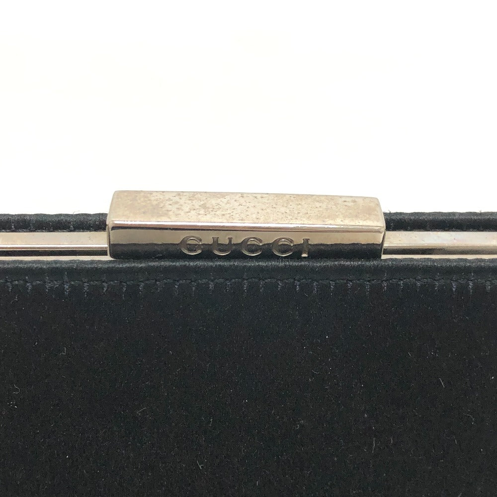 GUCCI Bamboo Kisslock 2WAY Mini Bag Crossbody Shoulder Bag Hand Bag Satin / metal Black Used