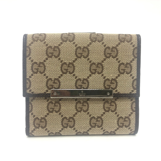 GUCCI 112664 GG Logo Fold Wallet Wallet Wallet Bifold Wallet GG Canvas/Leather Unisex Beige