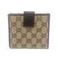 Gucci 112664 gg logo lipat dompet dompet dompet dompet bifold dompet gg kanvas/kulit unisex beige