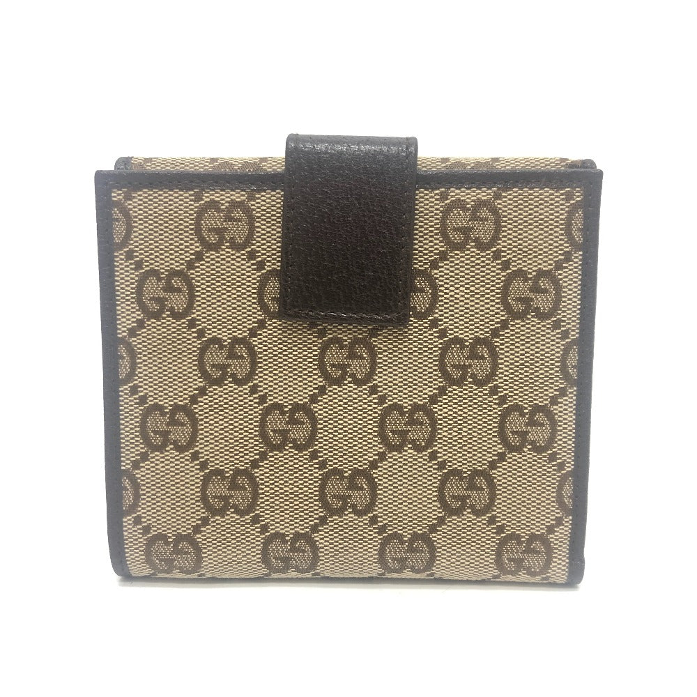Gucci 112664 gg logo lipat dompet dompet dompet dompet bifold dompet gg kanvas/kulit unisex beige