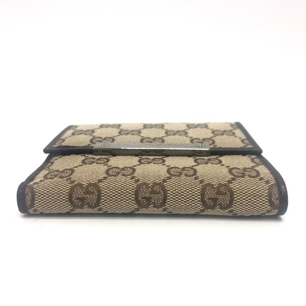 Gucci 112664 gg logo lipat dompet dompet dompet dompet bifold dompet gg kanvas/kulit unisex beige
