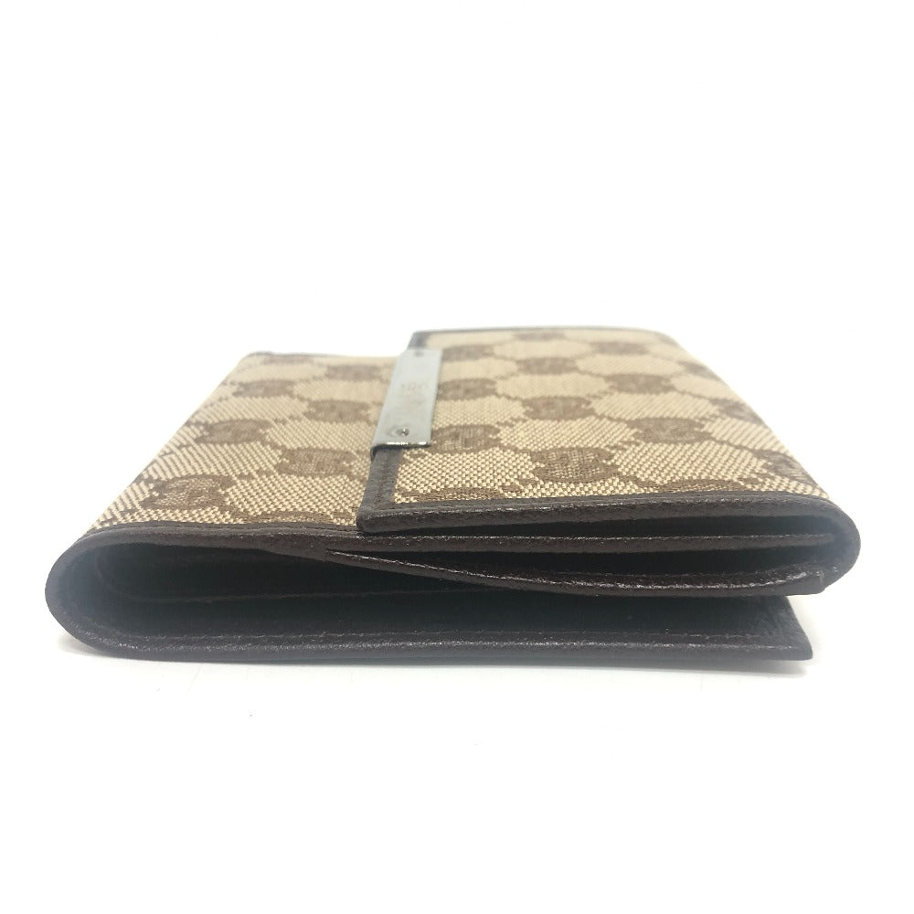 Gucci 112664 gg logo lipat dompet dompet dompet dompet bifold dompet gg kanvas/kulit unisex beige